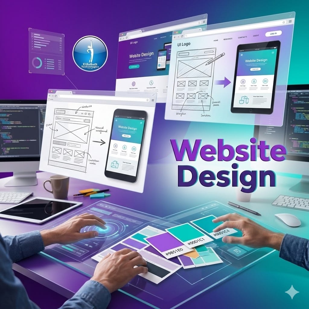 Professioneller Design-Arbeitsplatz mit digitalen Werkzeugen